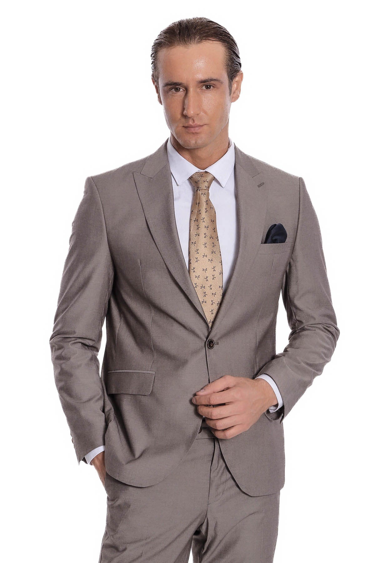 2023 New Wedding Suits For Men Light Tan Notched Lapel Business Casual  Formal Costume Homme Slim